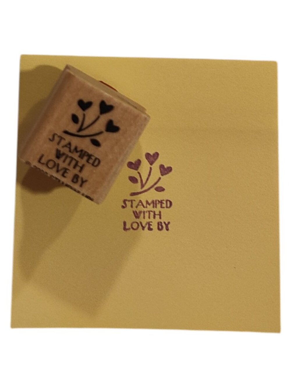 Stampin’ Up! Heart Flowers "Stamped With Love By" Wood Mounted Rubber Stamp